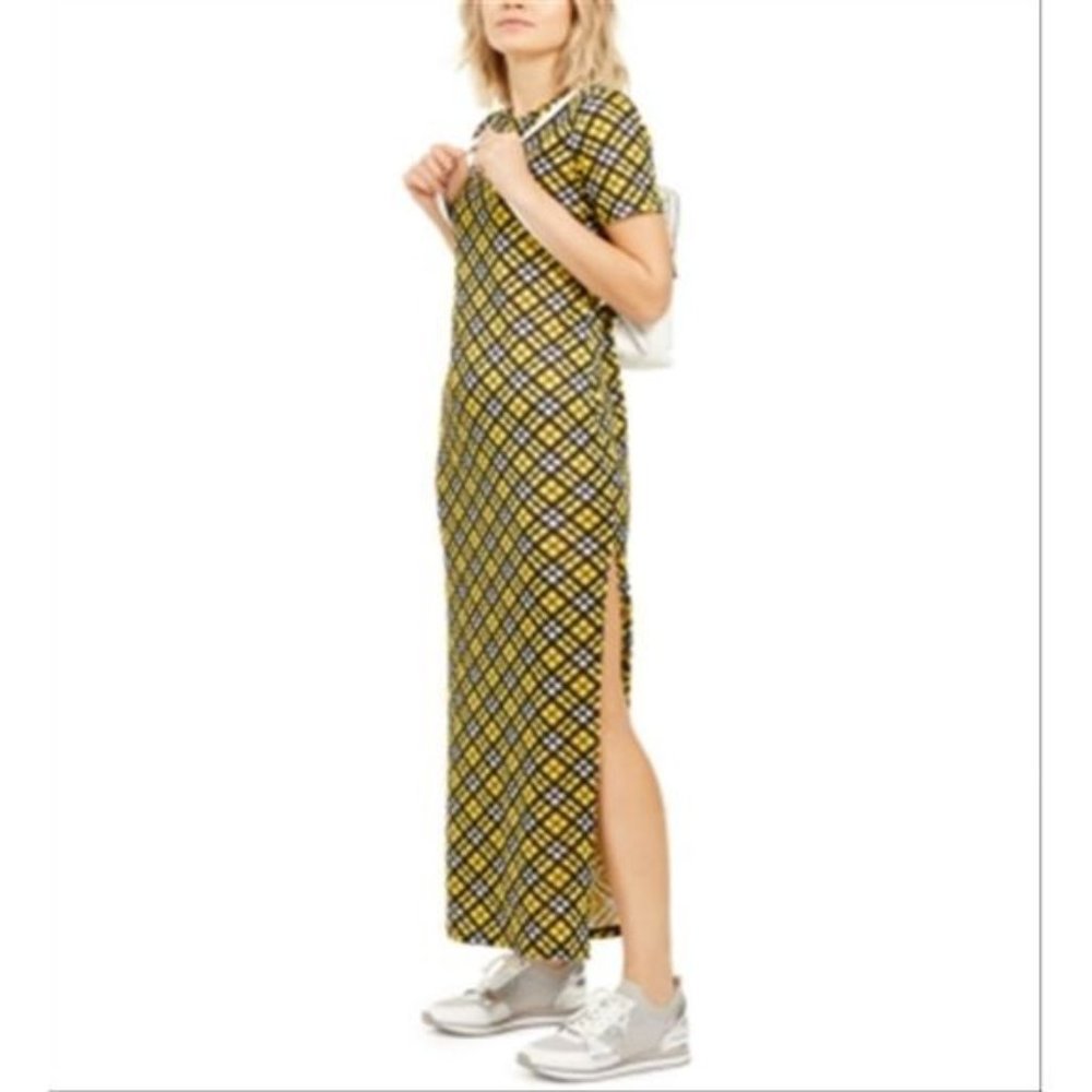 Michael Kors Women's Plaid Maxi Dress Yellow Size Medium